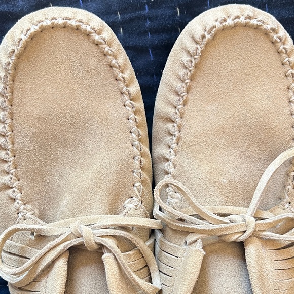 LOEWE x Paula’s Ibiza Suede Calfskin Fringed High Top Loafer - Gold - Picture 6 of 13